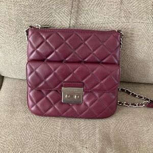 Michael Kors Burgundy Quilted Crossbody Bag